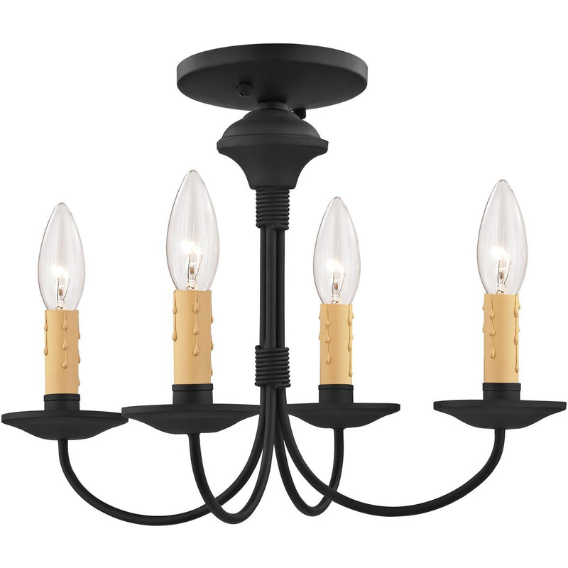 Black Four Light Dimmable Chandelier With Shades