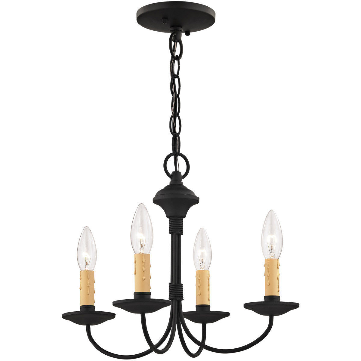 Black Four Light Dimmable Chandelier With Shades