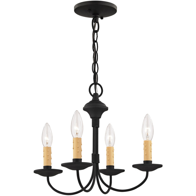 Black Four Light Dimmable Chandelier With Shades