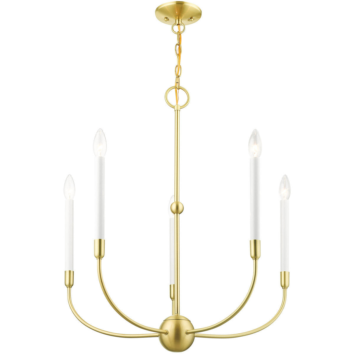 Five Light Dimmable Chandelier With Shades