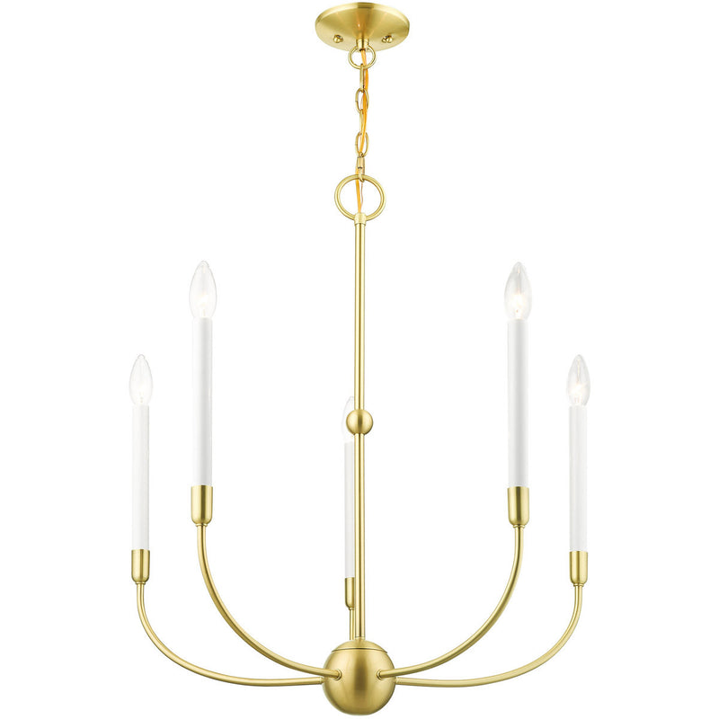 Five Light Dimmable Chandelier With Shades