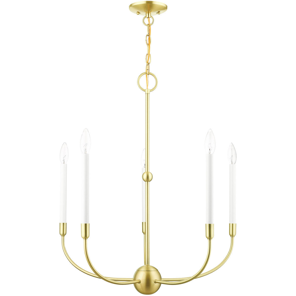 Five Light Dimmable Chandelier With Shades