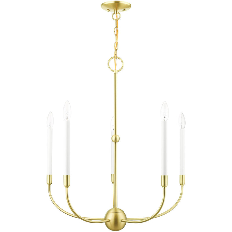 Five Light Dimmable Chandelier With Shades