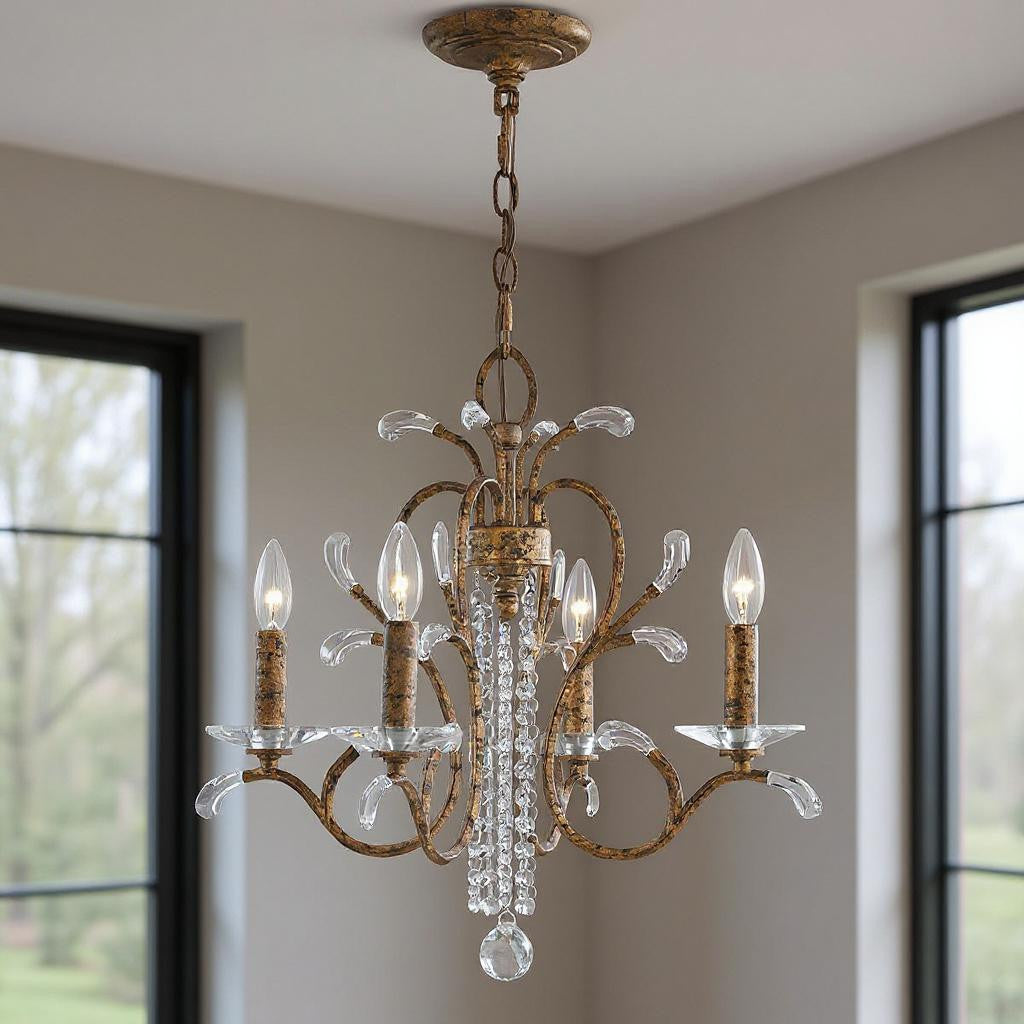 Four Light Dimmable Chandelier With Shades Default Title