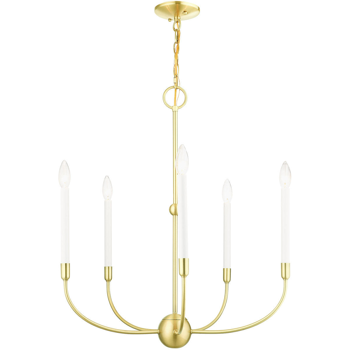 Five Light Dimmable Chandelier With Shades