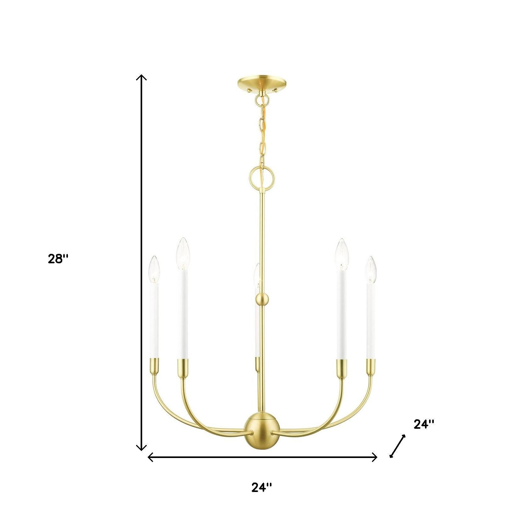 Five Light Dimmable Chandelier With Shades