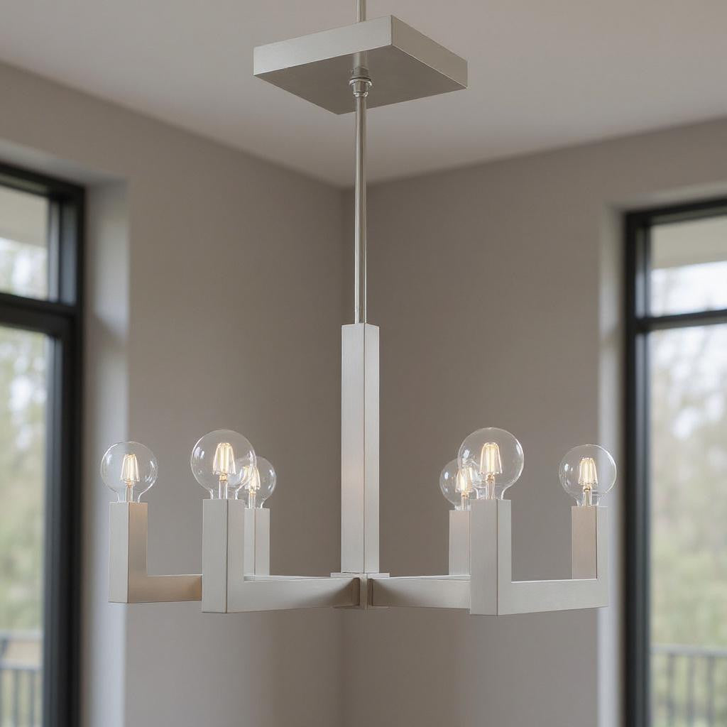 Six Light Dimmable Chandelier With Shades Default Title