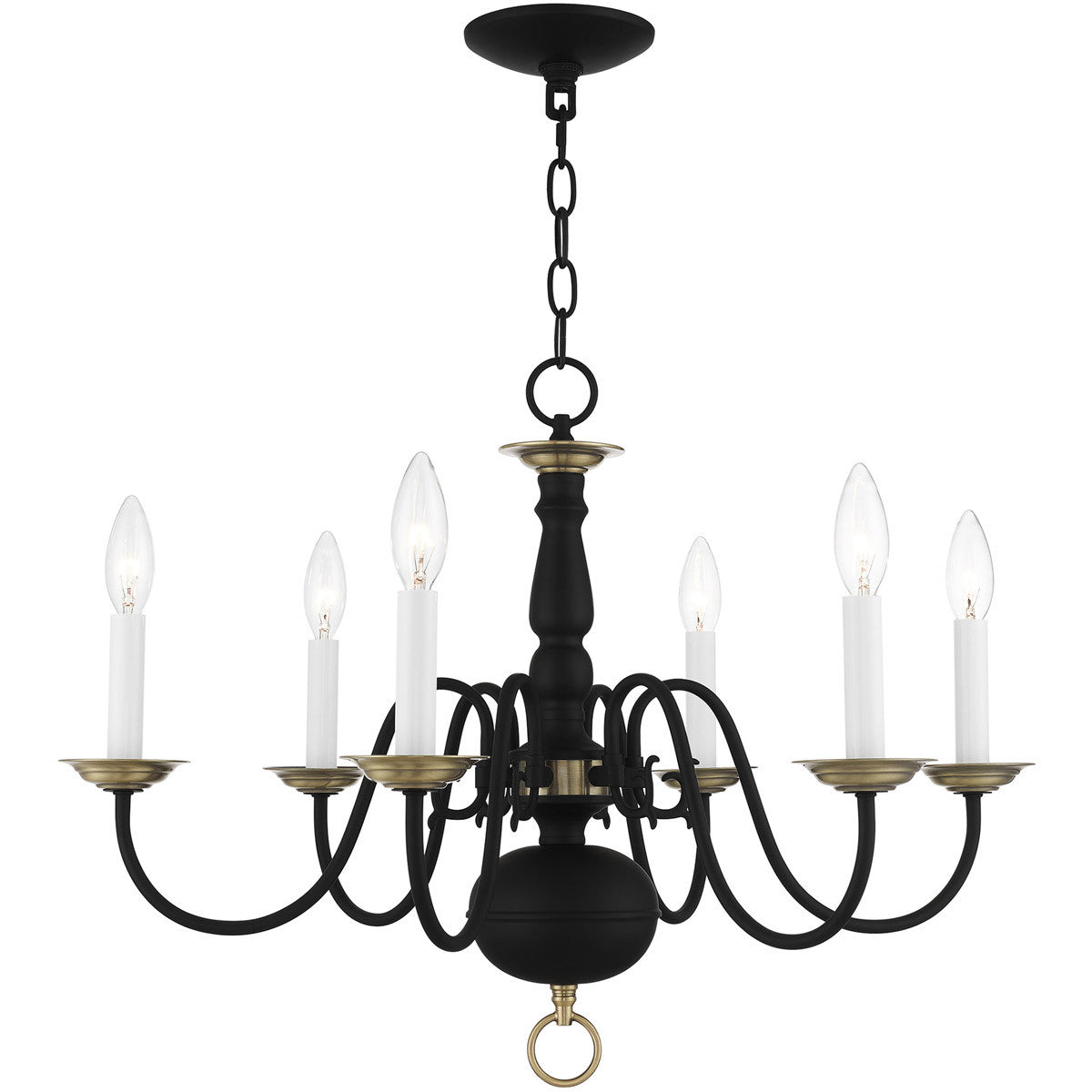 Six Light Dimmable Chandelier With Shades Default Title