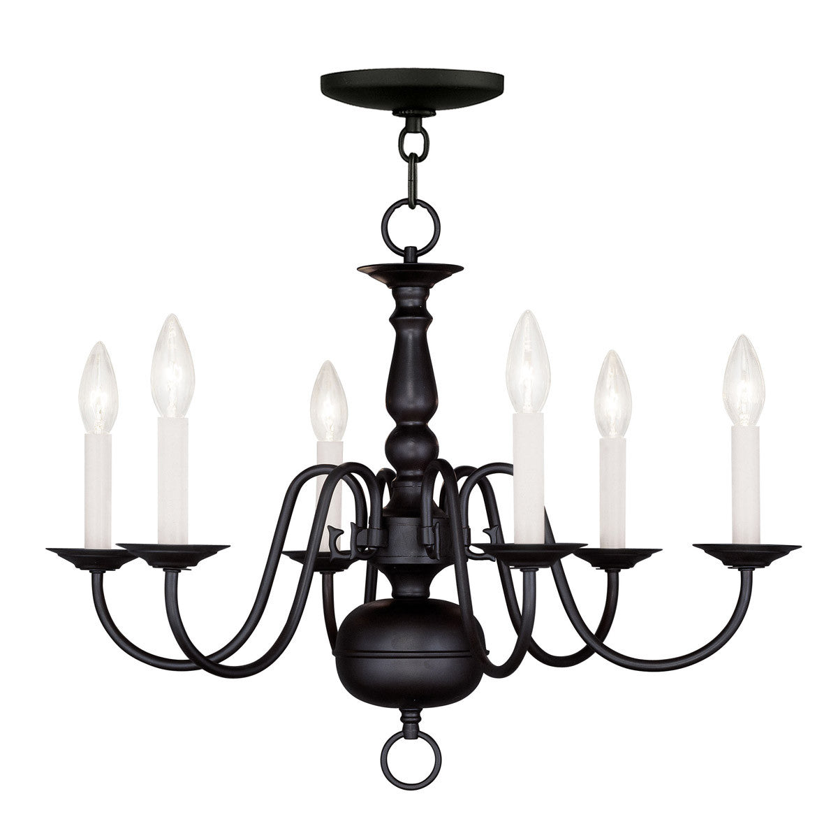 Six Light Dimmable Chandelier With Shades