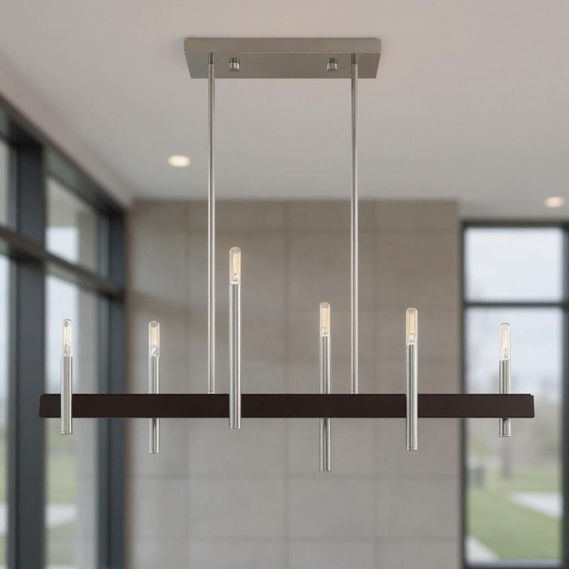 Six Light Dimmable Chandelier With Shades