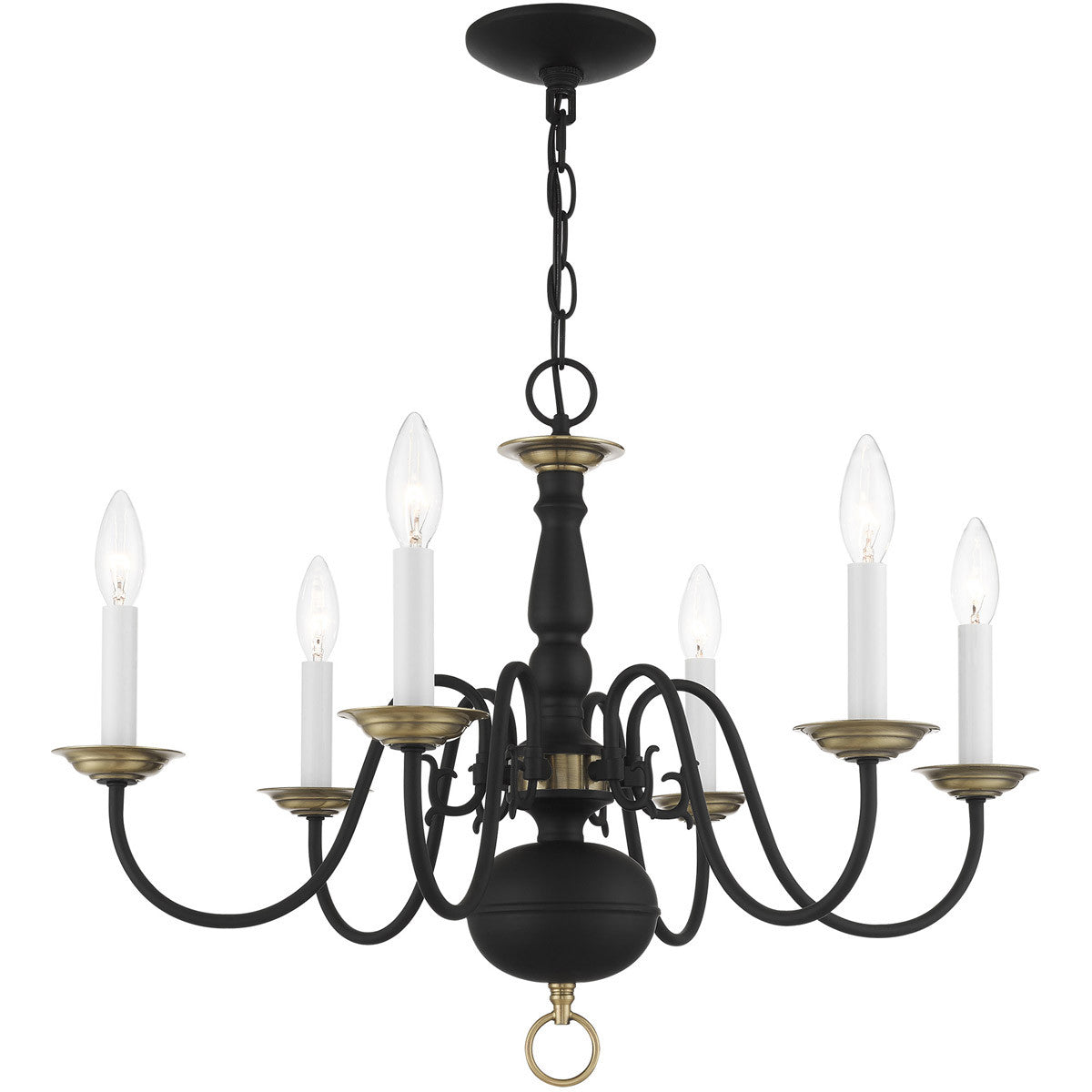 Six Light Dimmable Chandelier With Shades