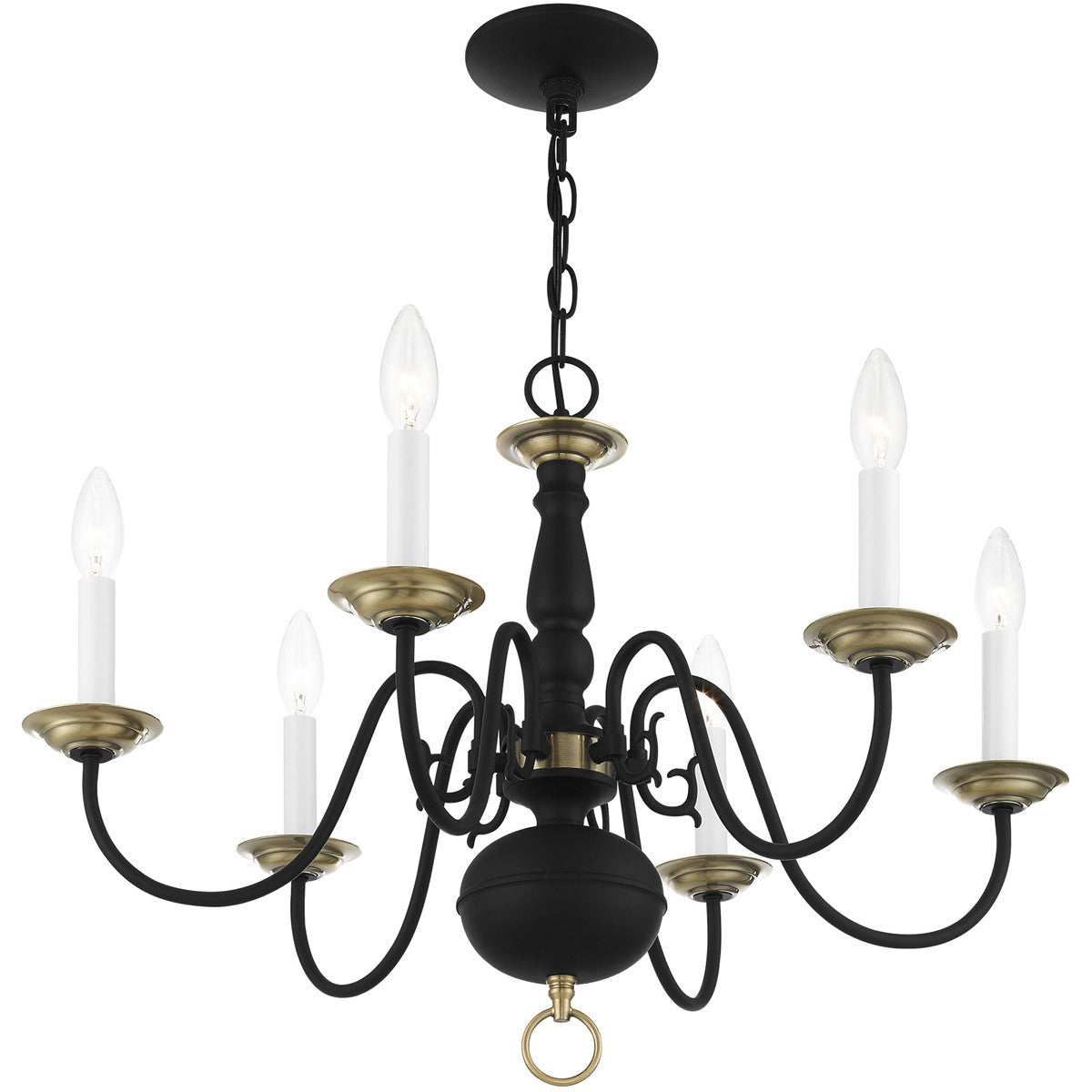 Six Light Dimmable Chandelier With Shades