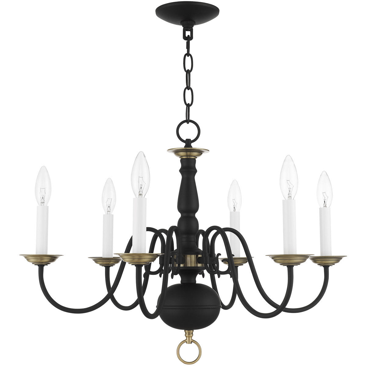 Six Light Dimmable Chandelier With Shades