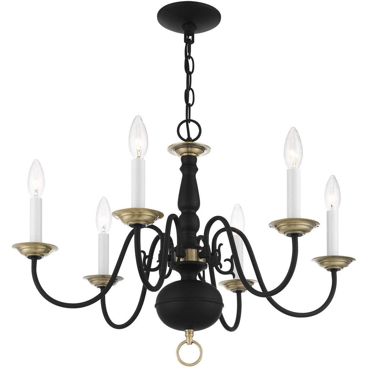 Six Light Dimmable Chandelier With Shades