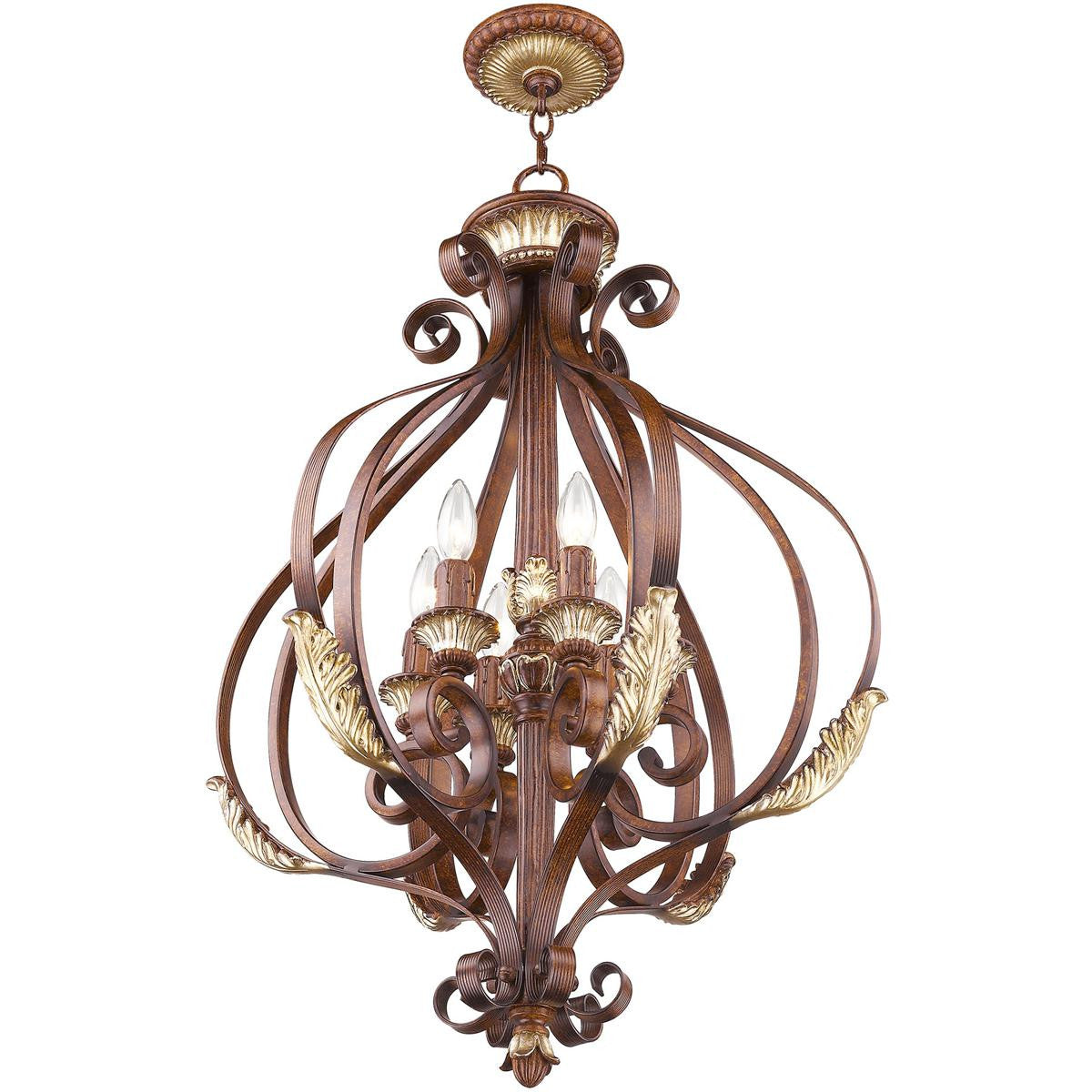 Six Light Dimmable Chandelier With Shades