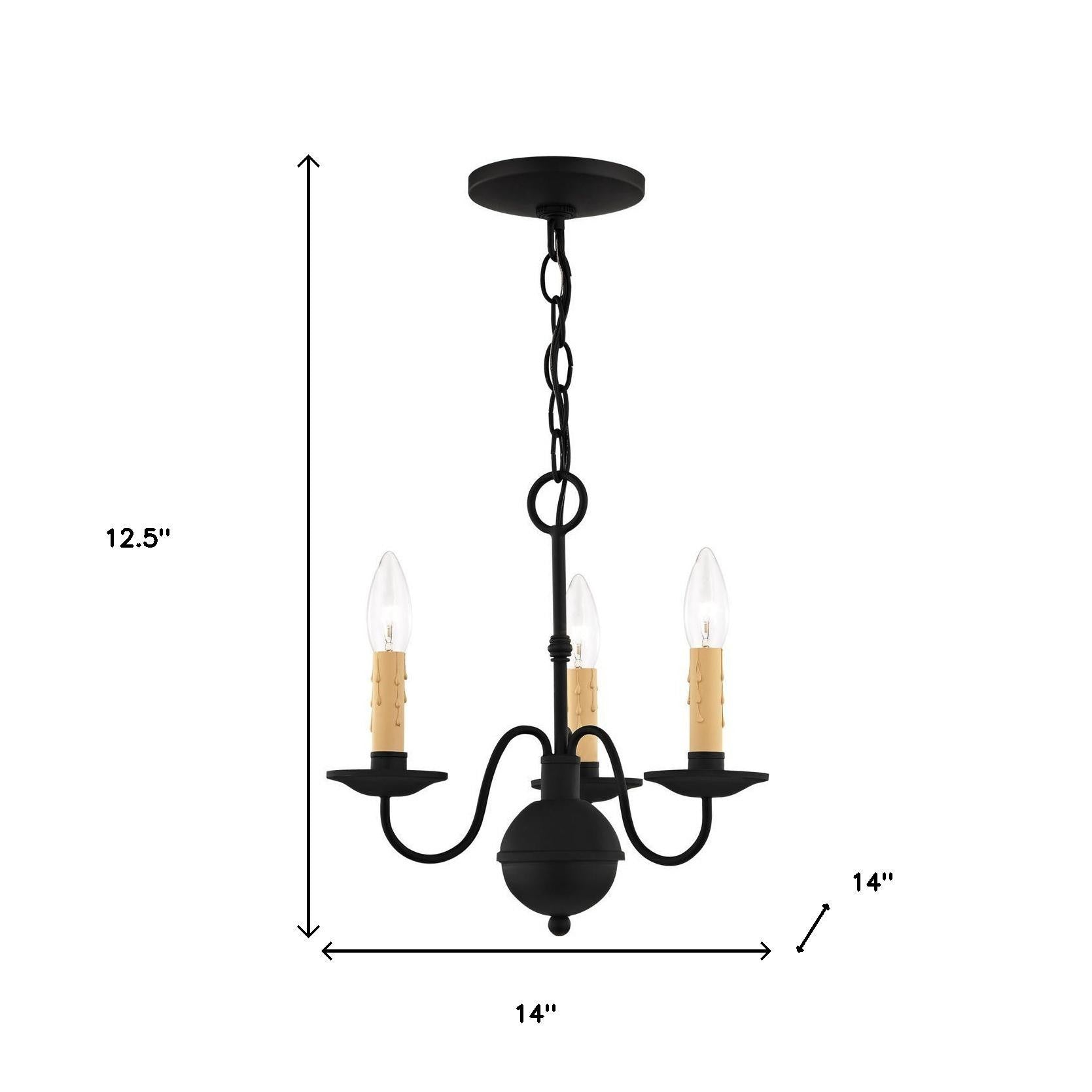 Black Three Light Dimmable Chandelier With Shades Default Title