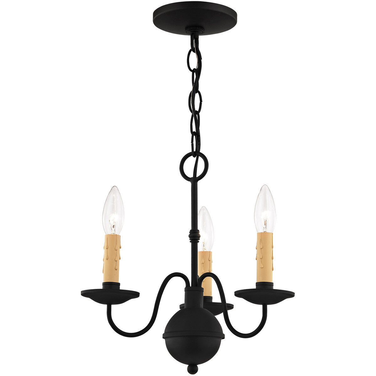 Black Three Light Dimmable Chandelier With Shades