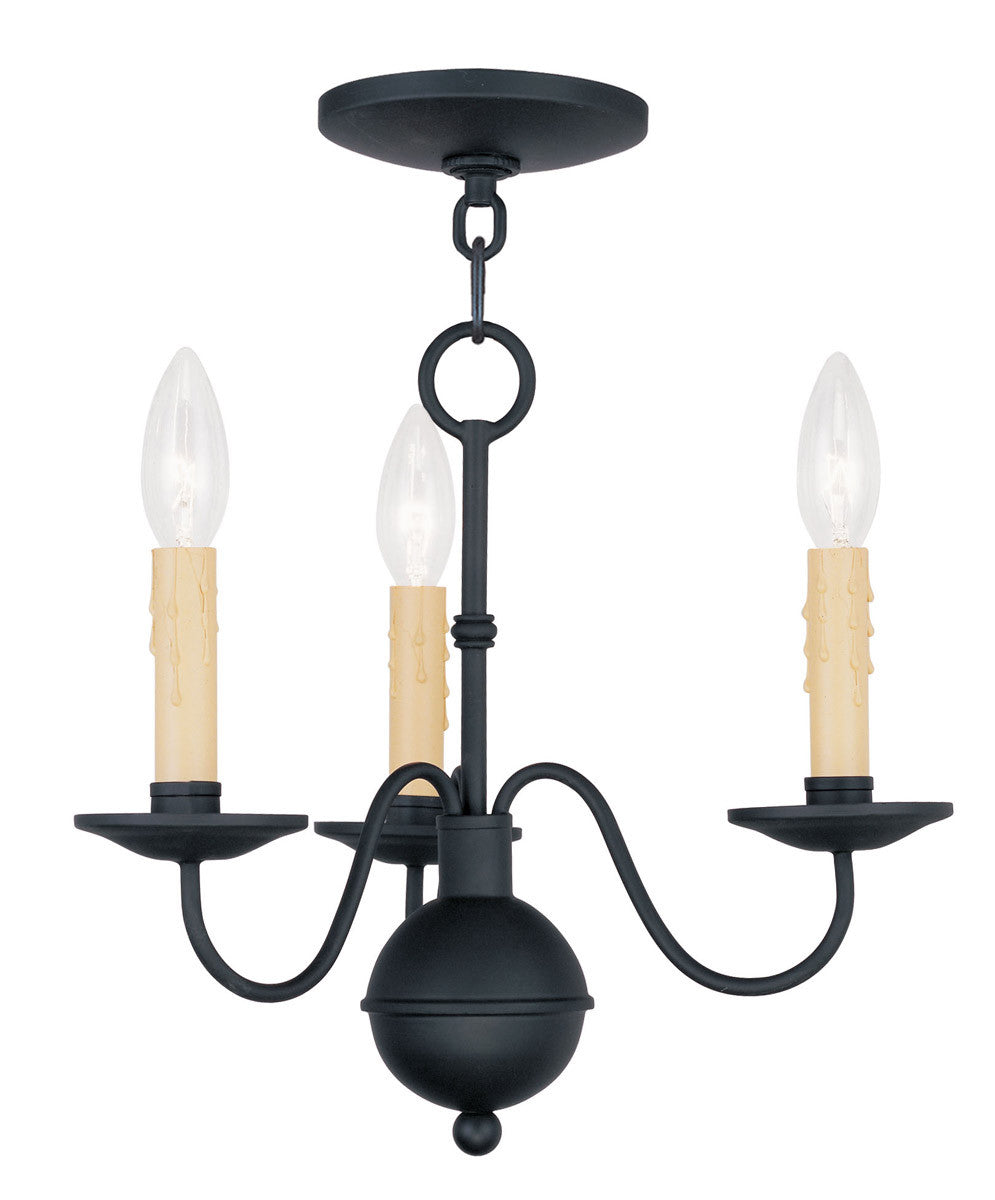 Black Three Light Dimmable Chandelier With Shades