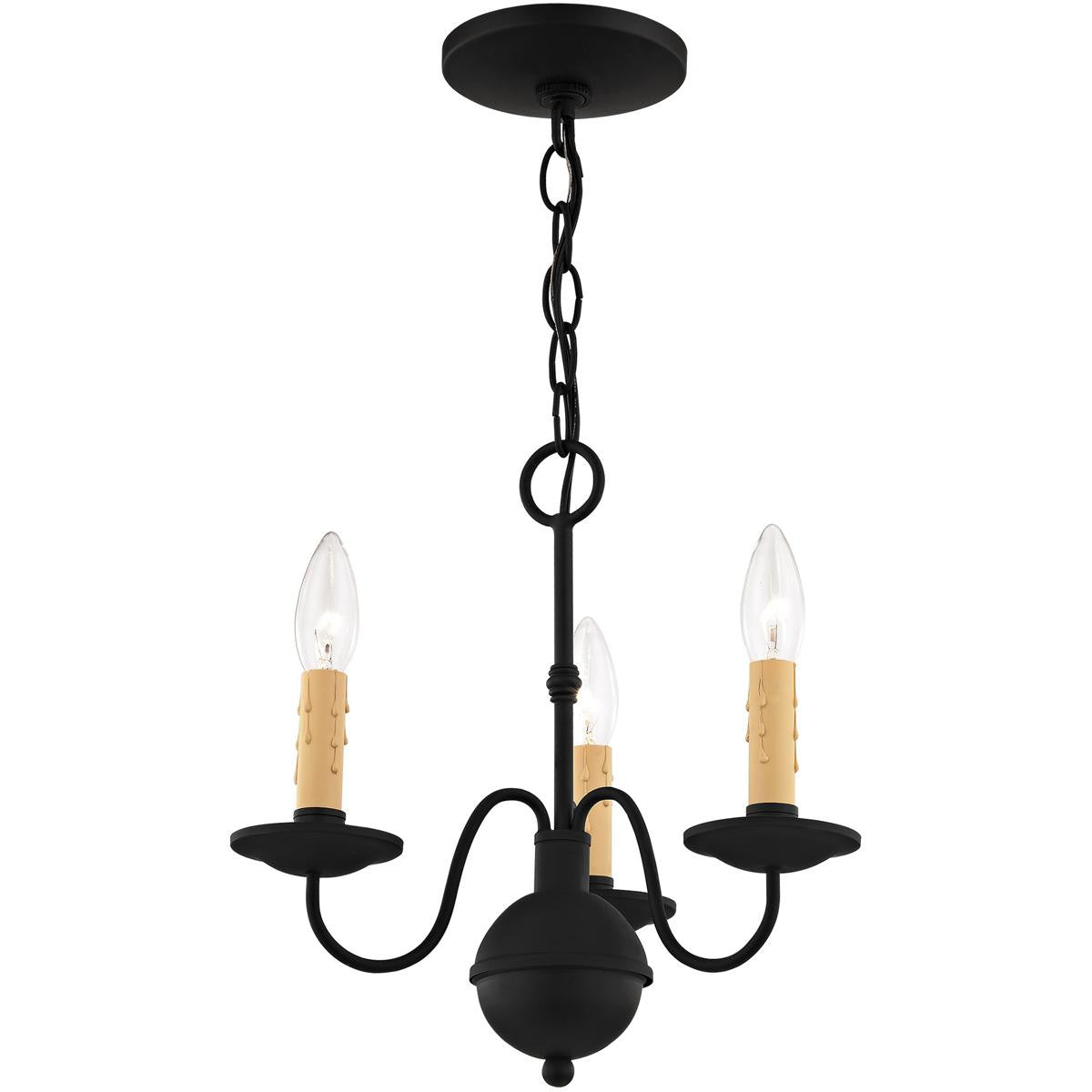 Black Three Light Dimmable Chandelier With Shades