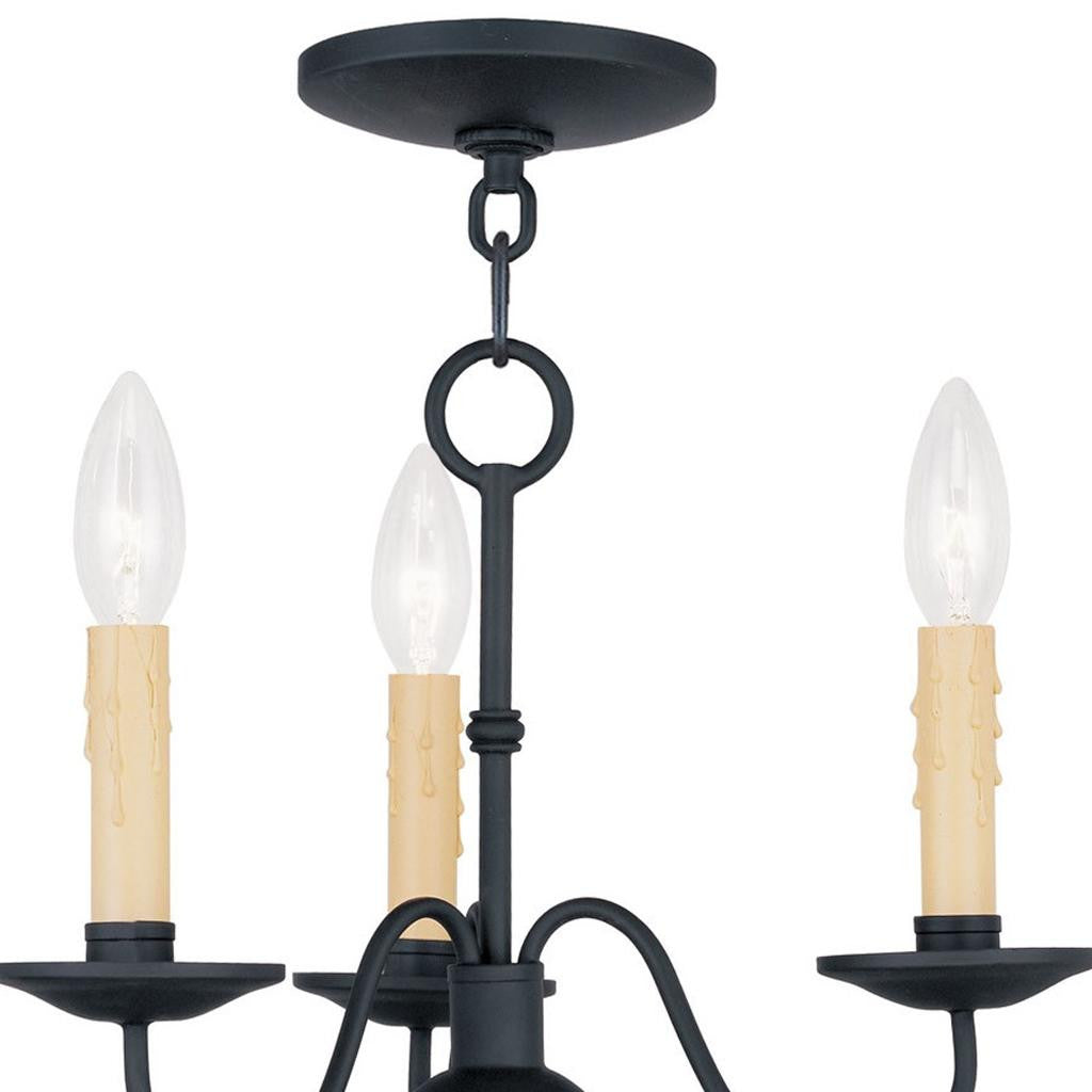 Black Three Light Dimmable Chandelier With Shades
