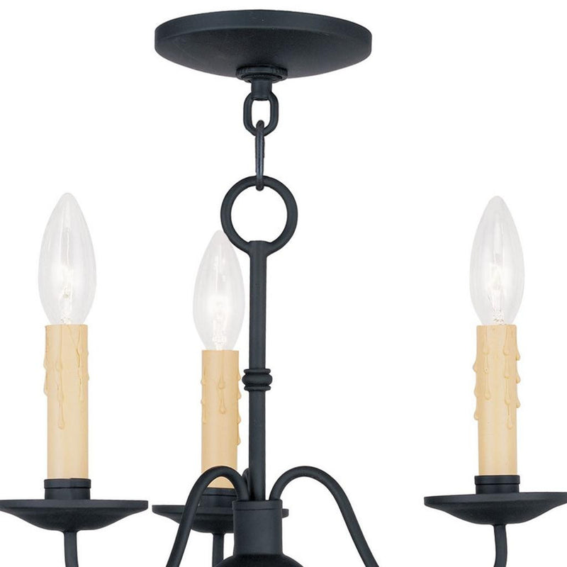 Black Three Light Dimmable Chandelier With Shades