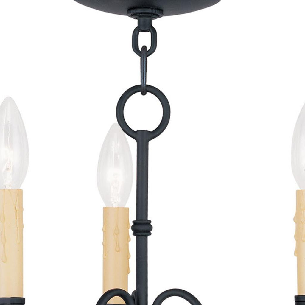 Black Three Light Dimmable Chandelier With Shades