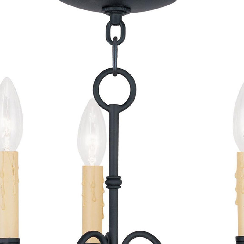 Black Three Light Dimmable Chandelier With Shades