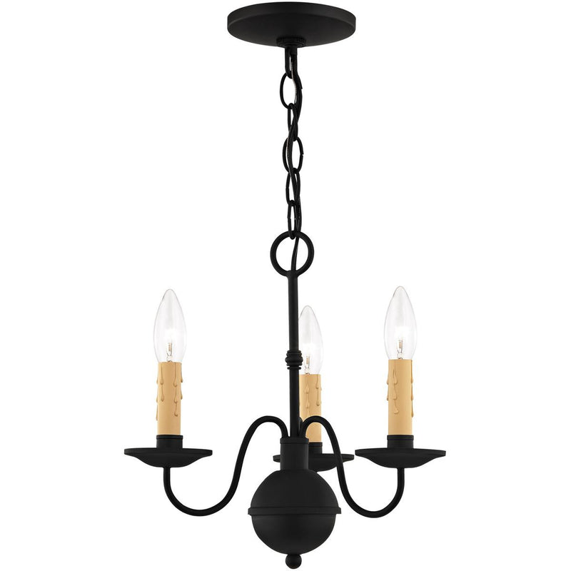 Black Three Light Dimmable Chandelier With Shades