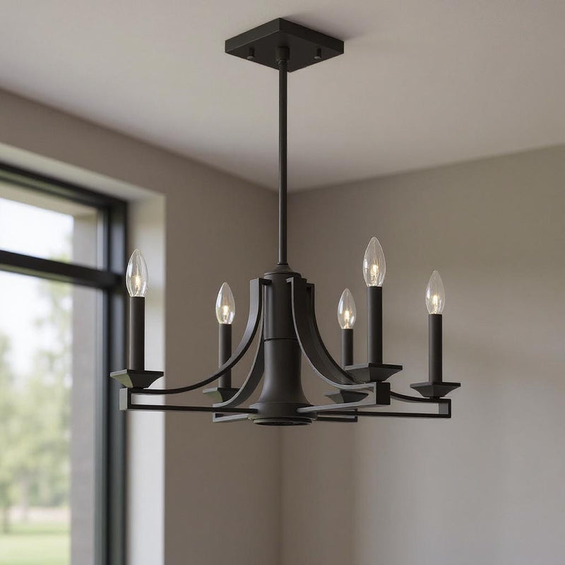 Bronze Nine Light Dimmable Chandelier With Shades