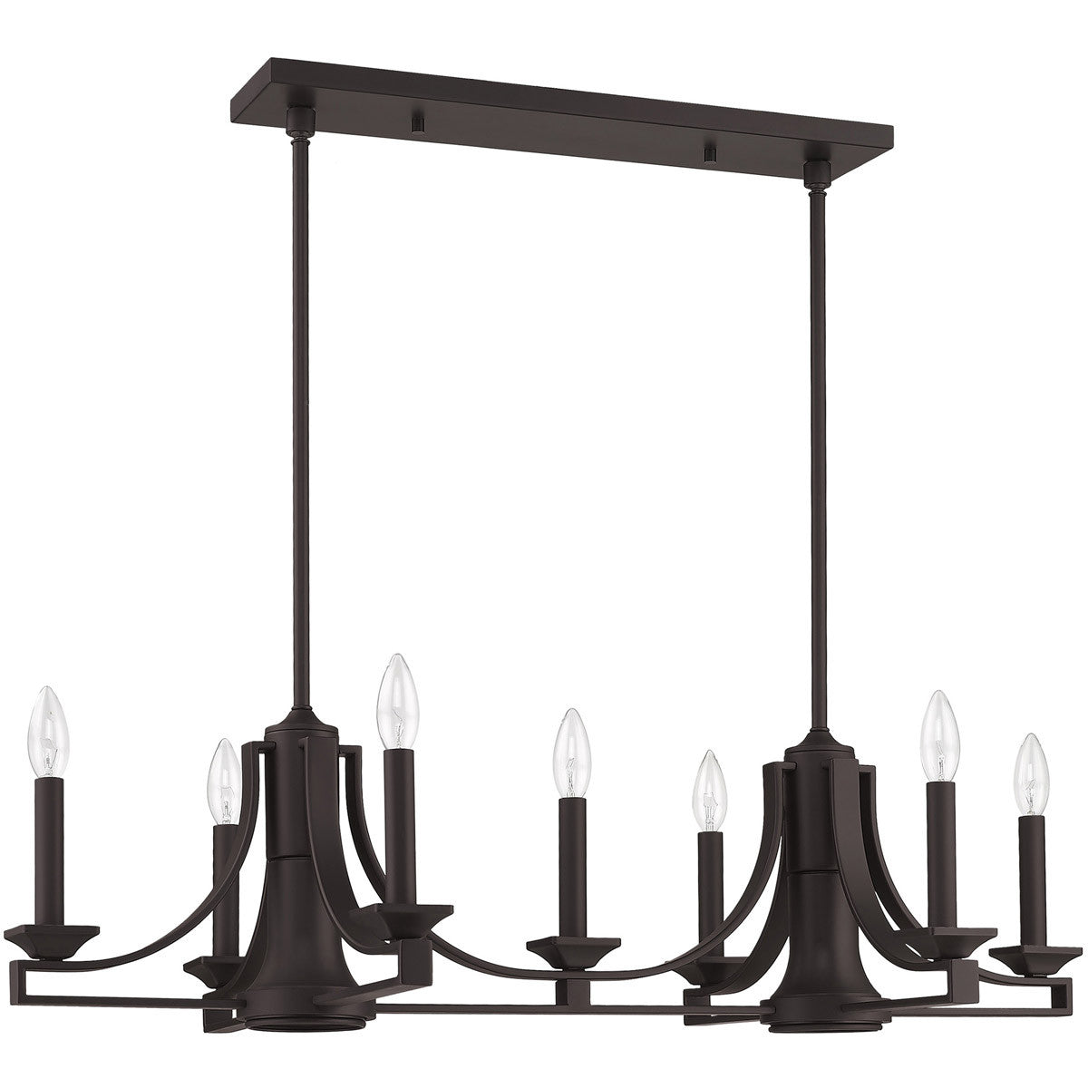 Bronze Nine Light Dimmable Chandelier With Shades