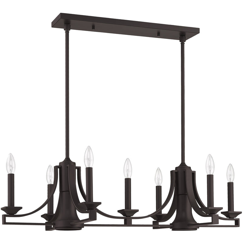 Bronze Nine Light Dimmable Chandelier With Shades