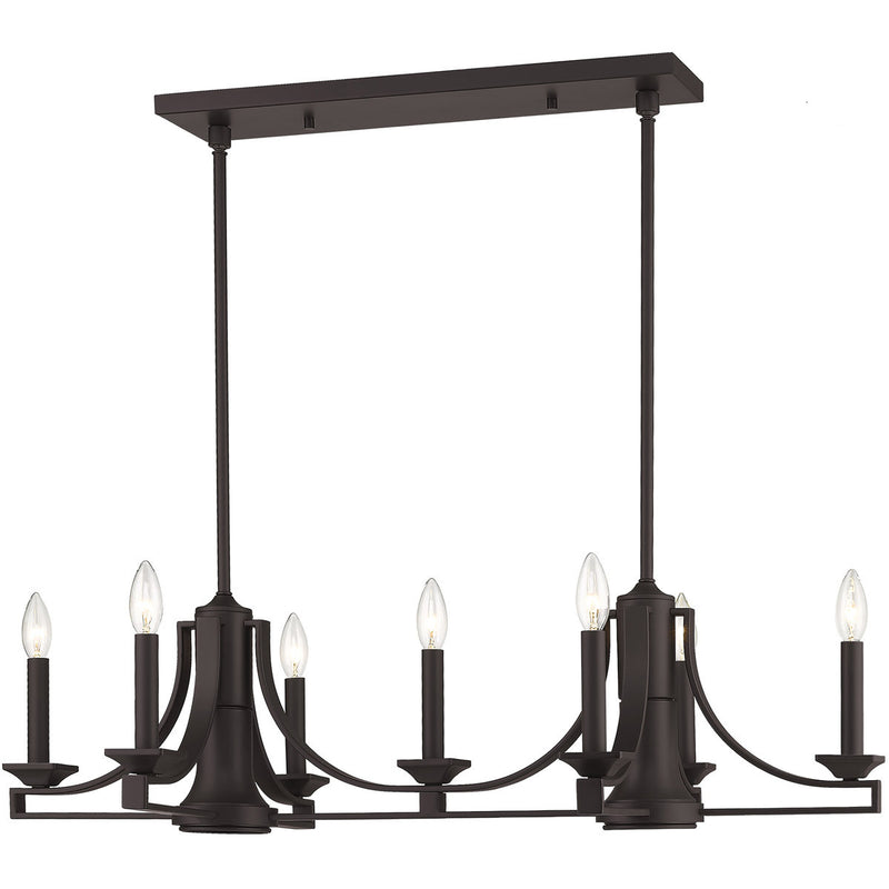 Bronze Nine Light Dimmable Chandelier With Shades