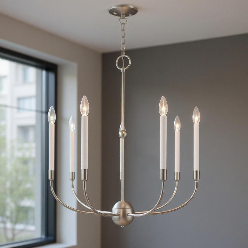 Seven Light Dimmable Chandelier With Shades