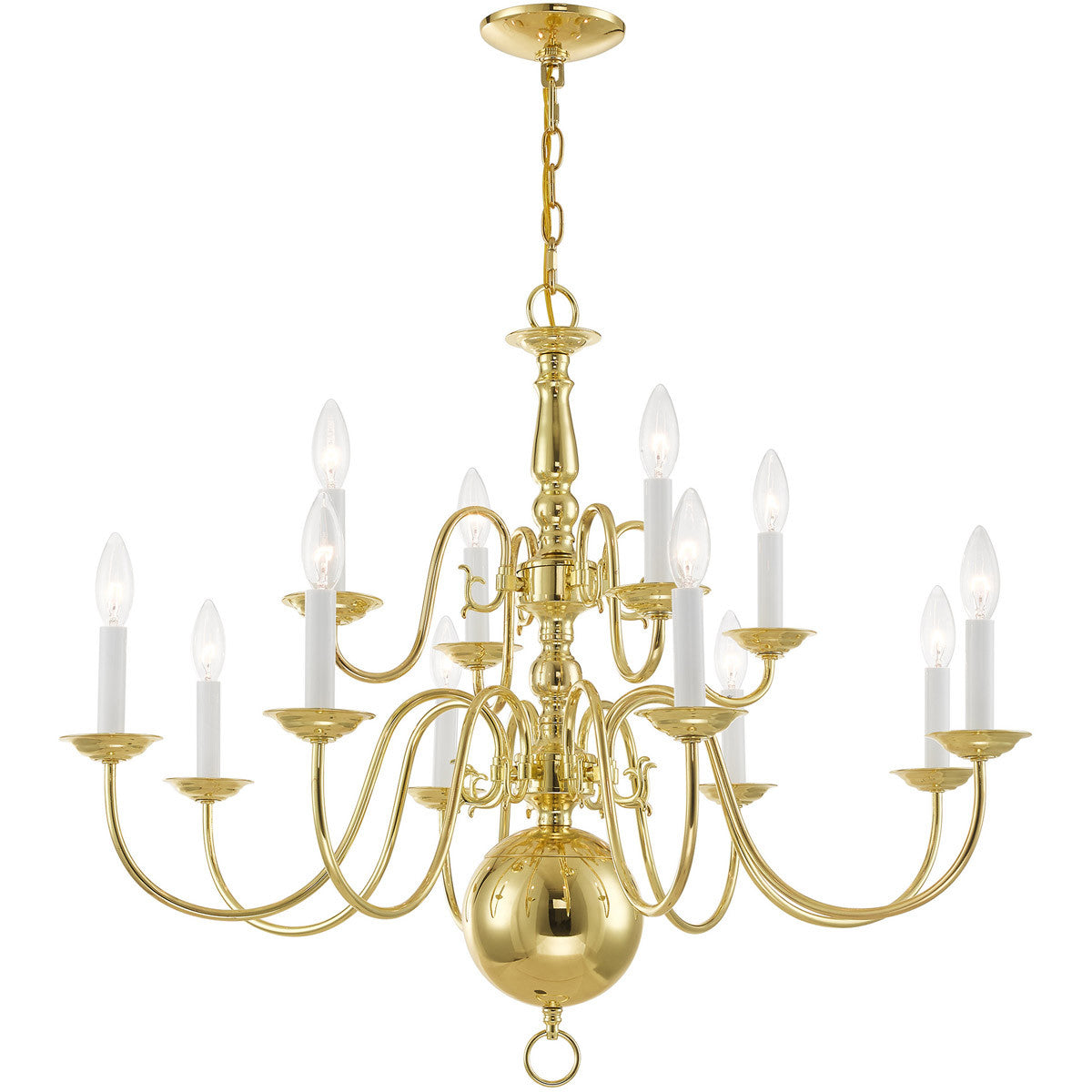 Twelve Light Dimmable Chandelier With Shades