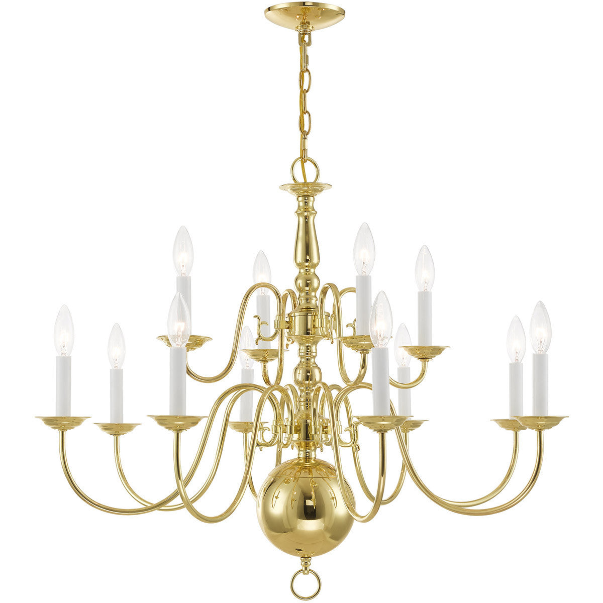 Twelve Light Dimmable Chandelier With Shades