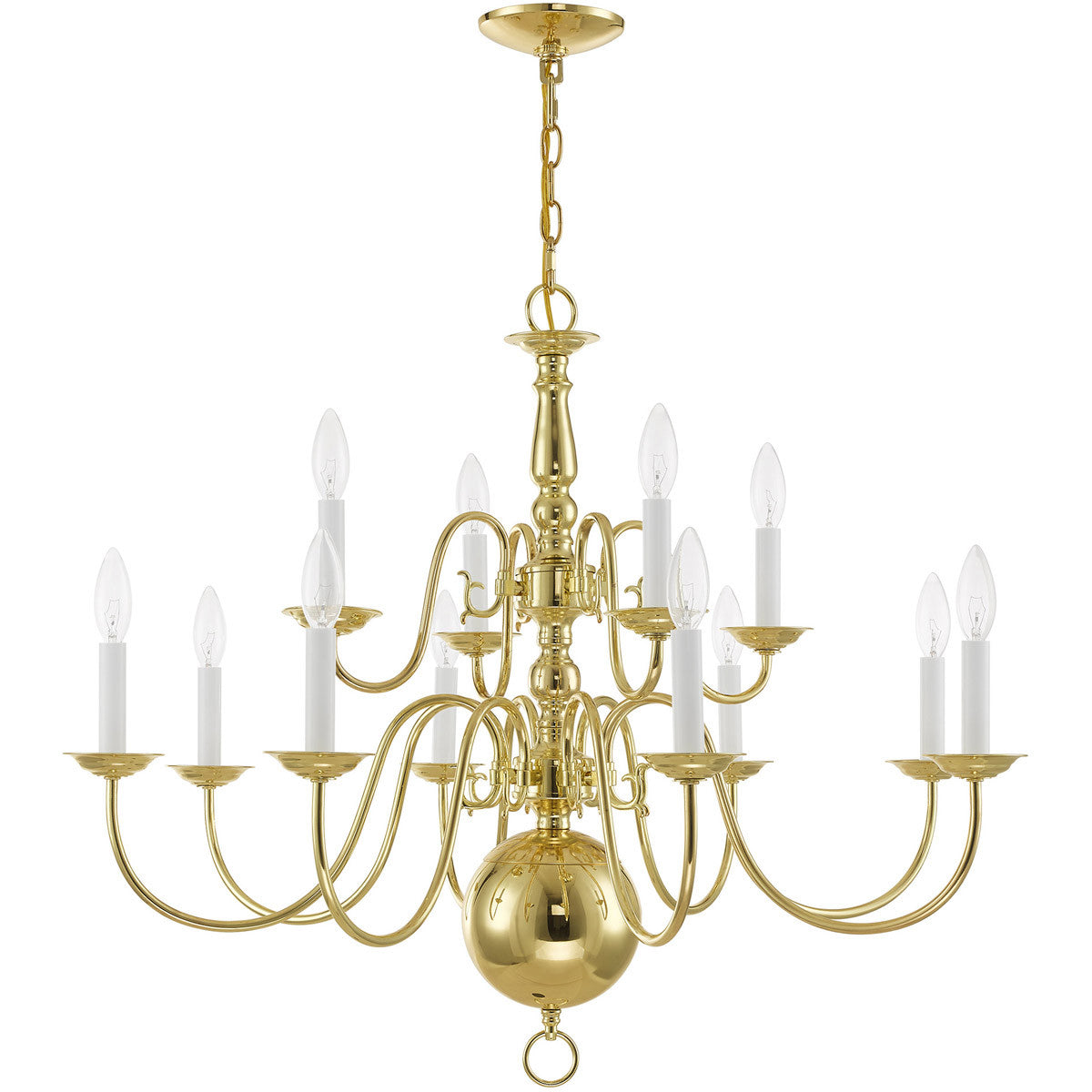 Twelve Light Dimmable Chandelier With Shades