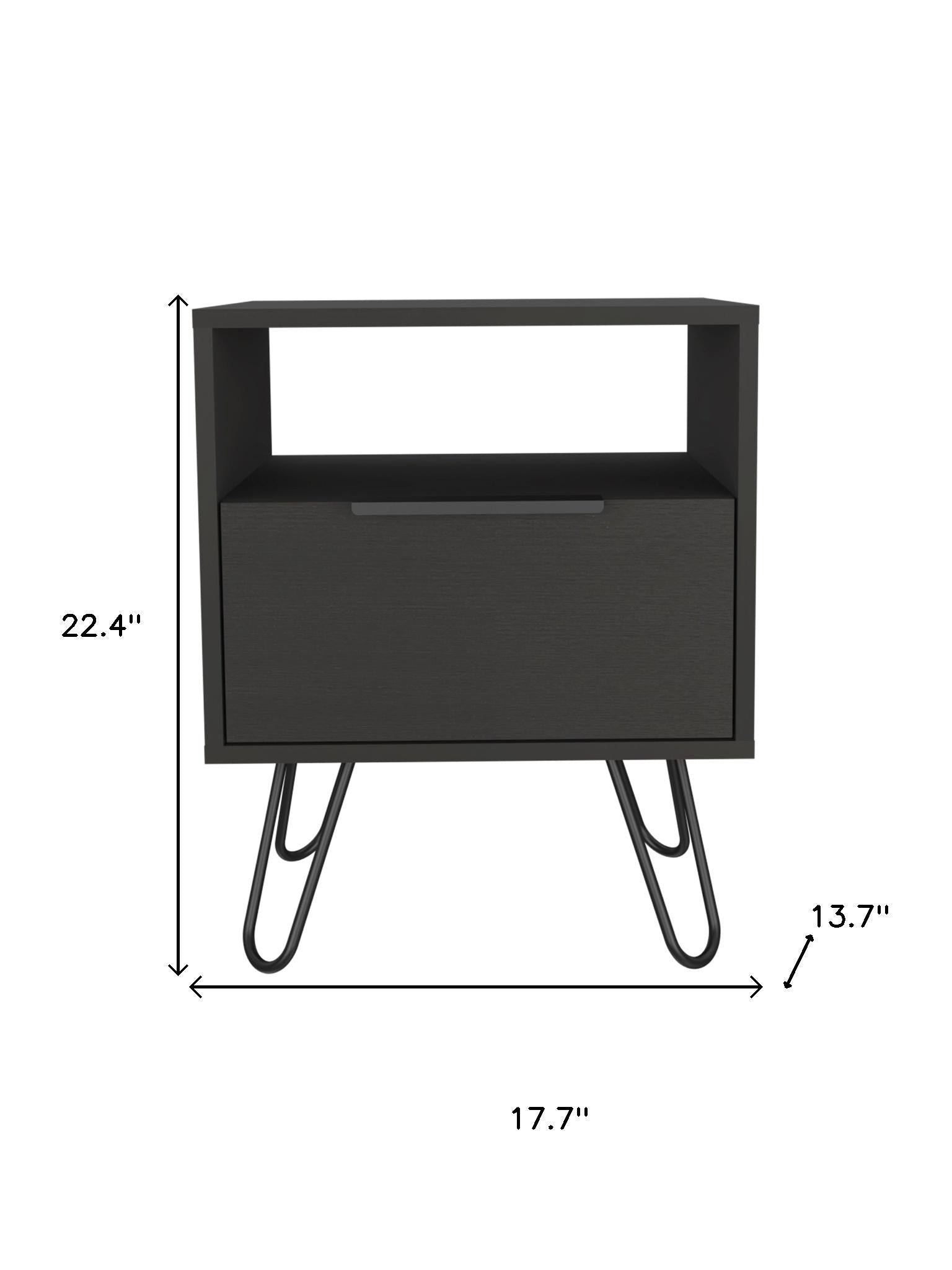22" Black Wood One Drawer Nightstand - Bed & Bath
