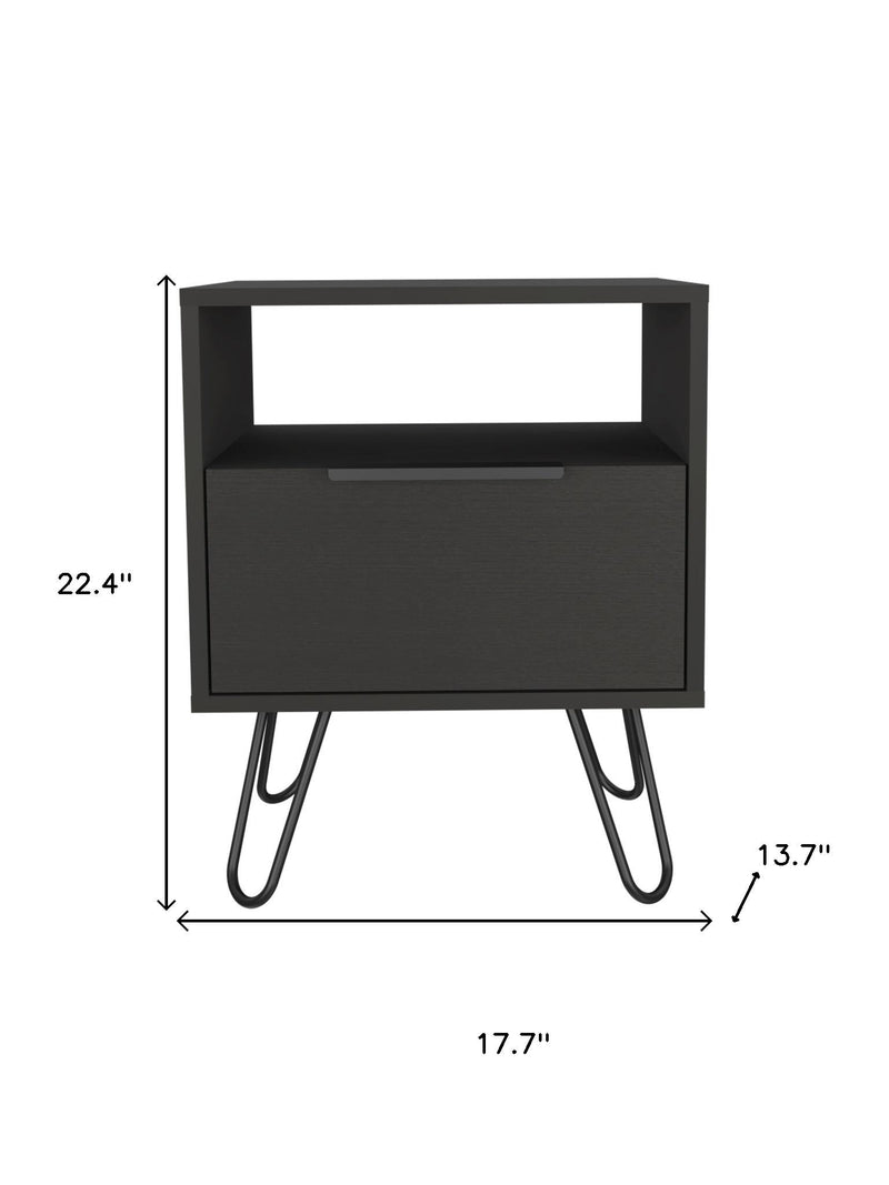 22" Black Wood One Drawer Nightstand - Bed & Bath