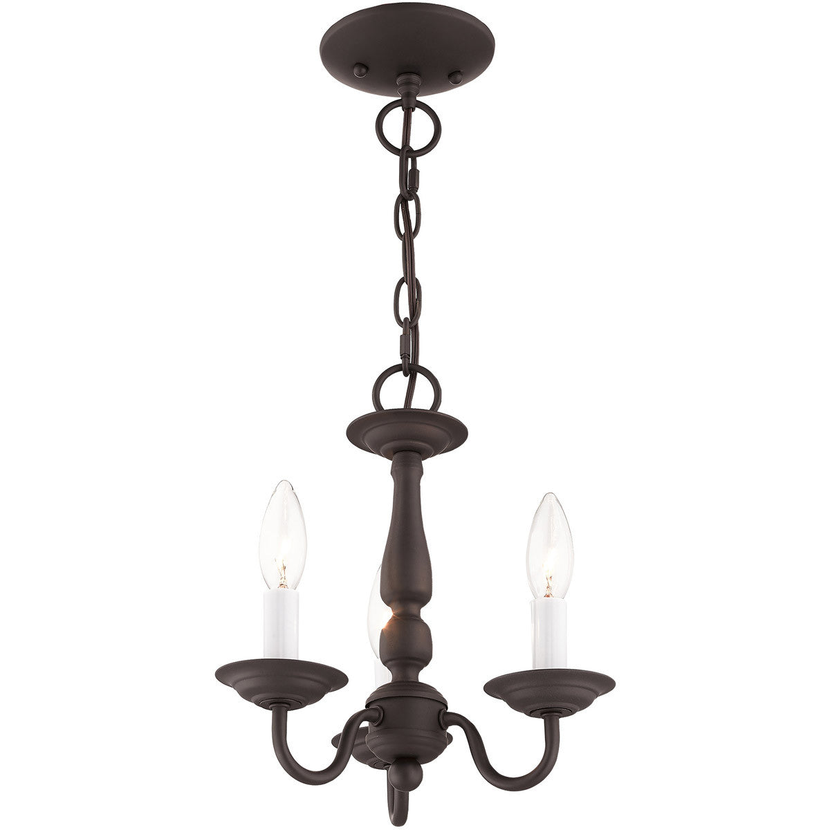 Bronze Three Light Dimmable Chandelier With Shades