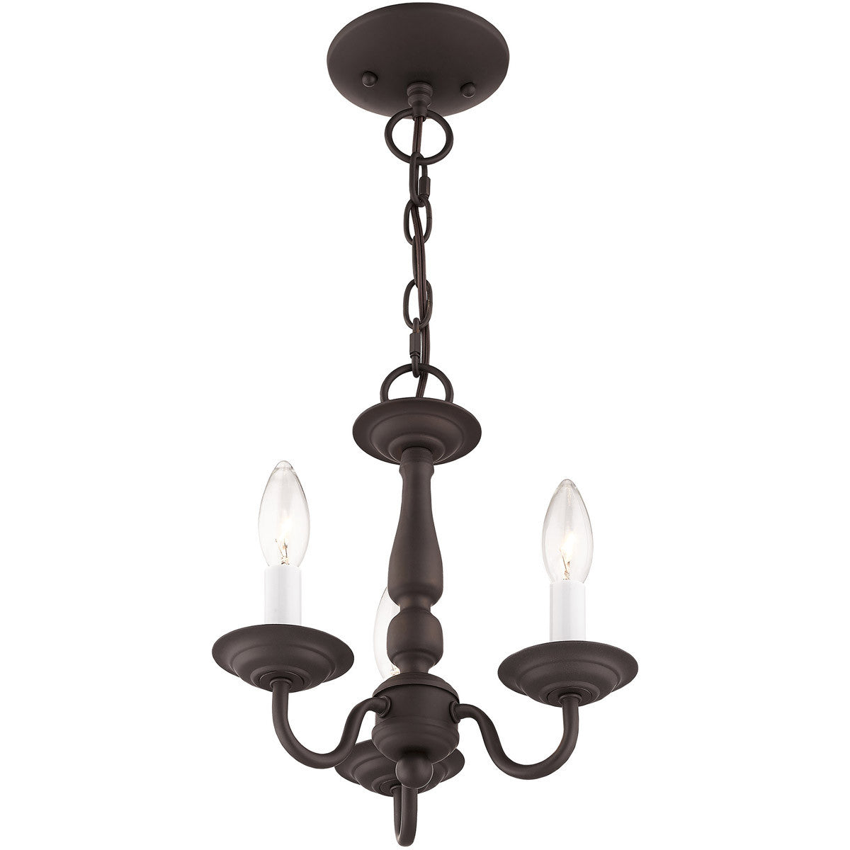 Bronze Three Light Dimmable Chandelier With Shades