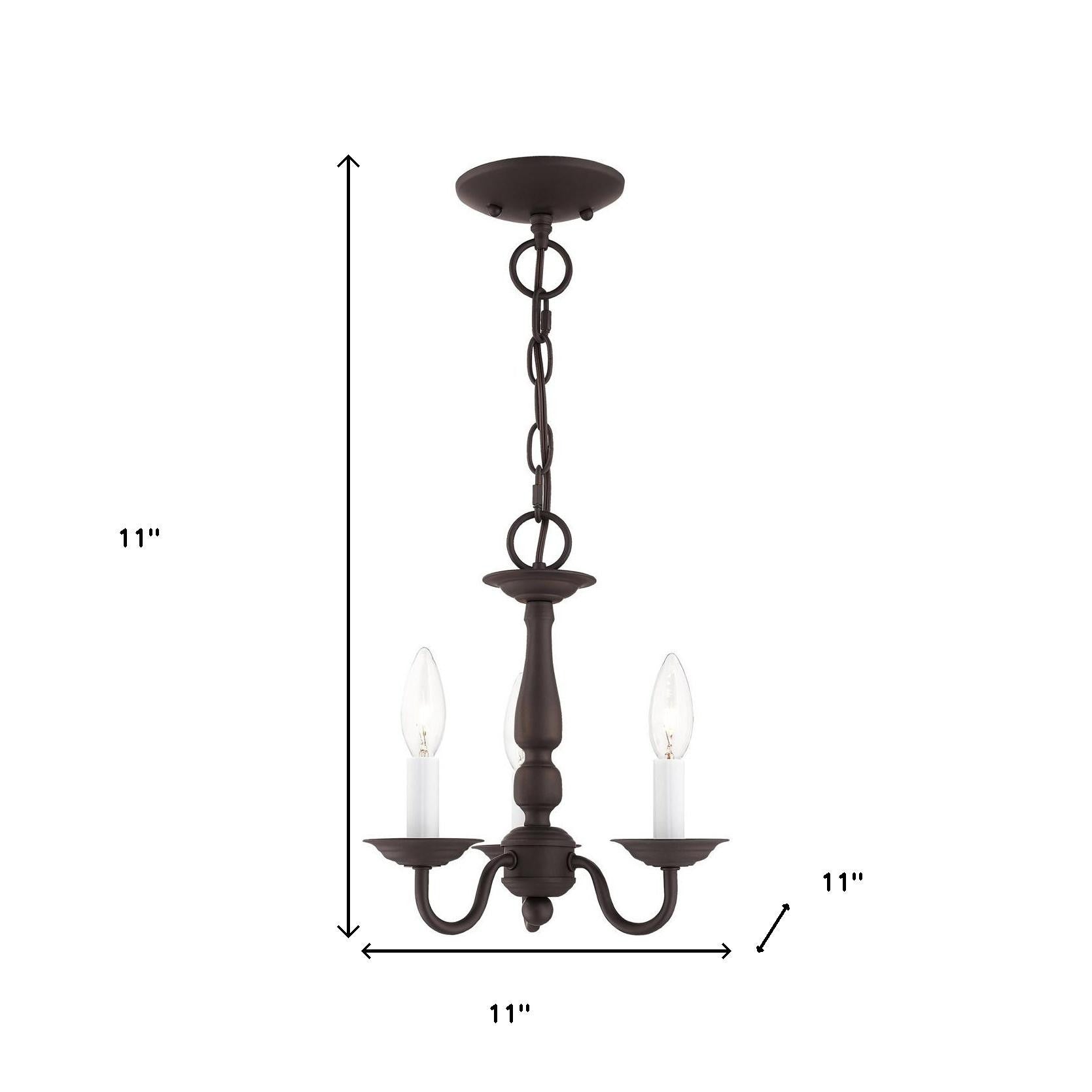 Bronze Three Light Dimmable Chandelier With Shades