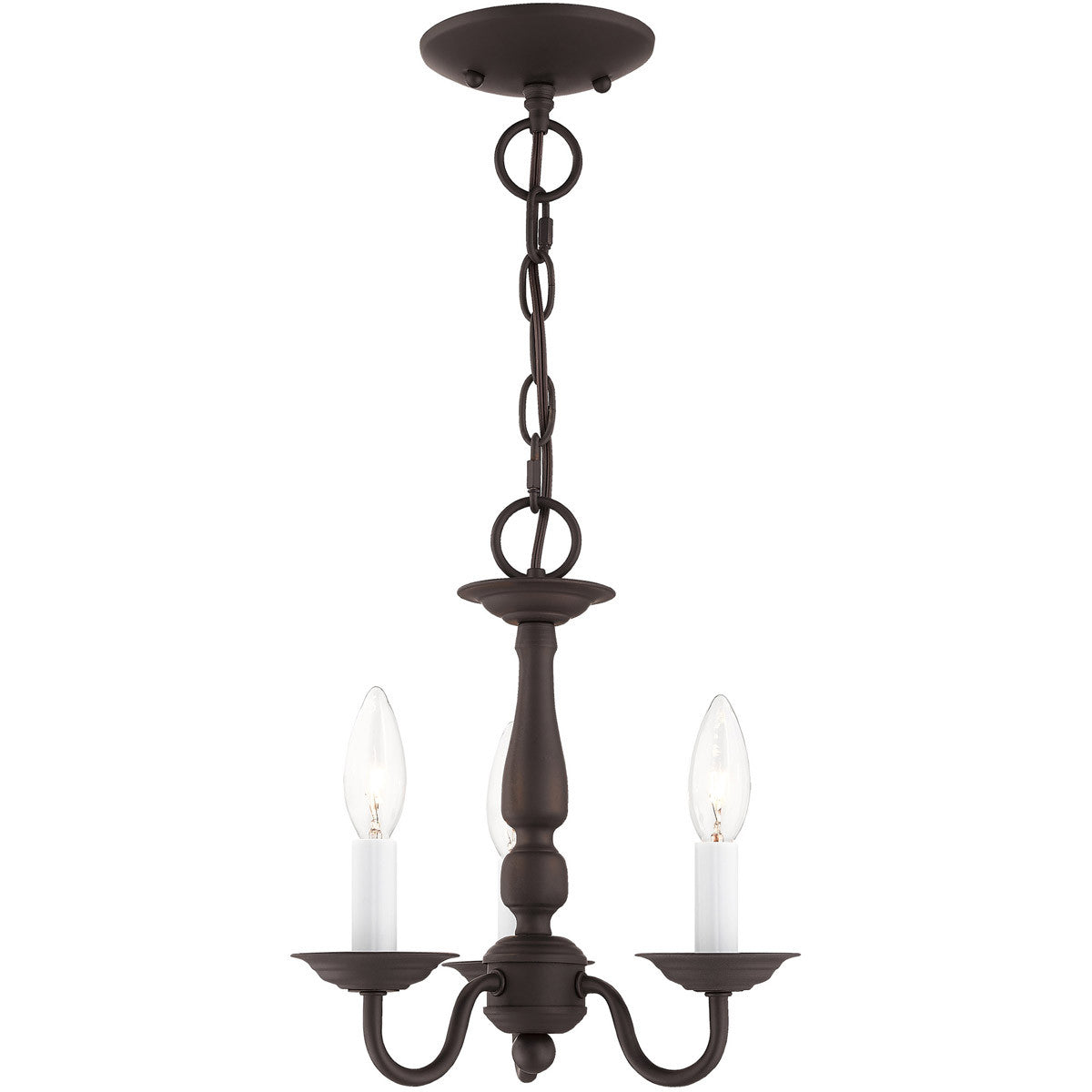 Bronze Three Light Dimmable Chandelier With Shades