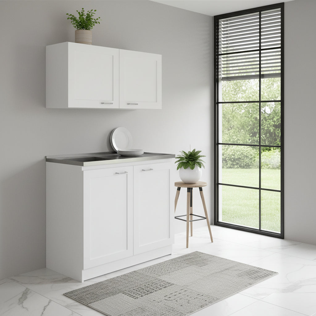 42" Black and White Wood Accent Cabinet Set With Four Doors - Kitchen & Dining