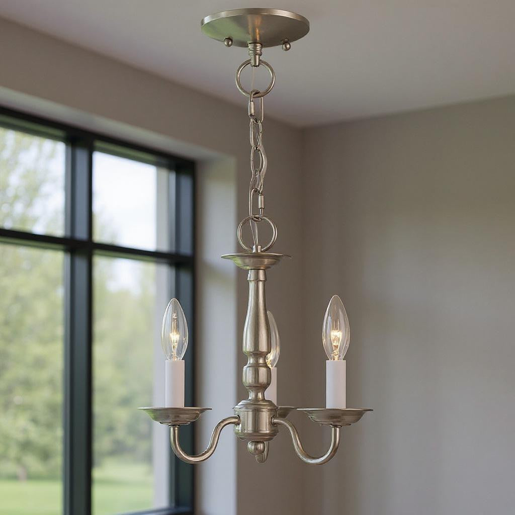 Three Light Dimmable Chandelier With Shades Default Title