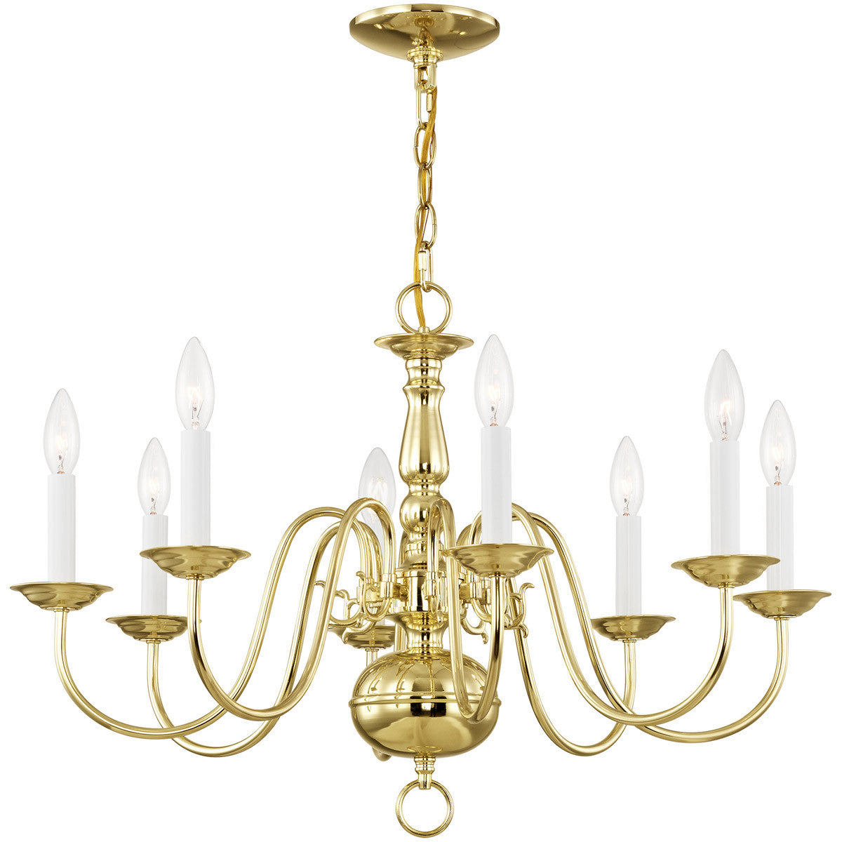 Eight Light Dimmable Chandelier With Shades