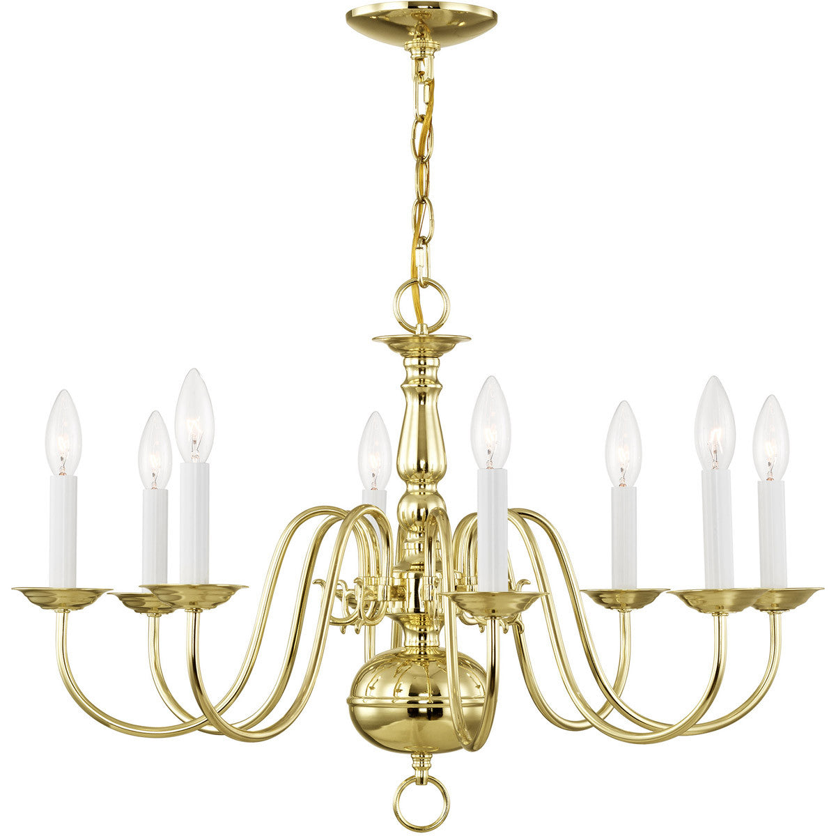 Eight Light Dimmable Chandelier With Shades