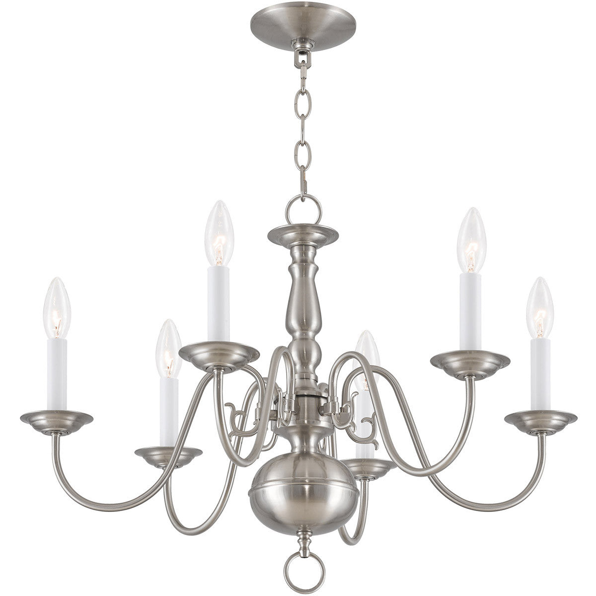 Six Light Dimmable Chandelier With Shades