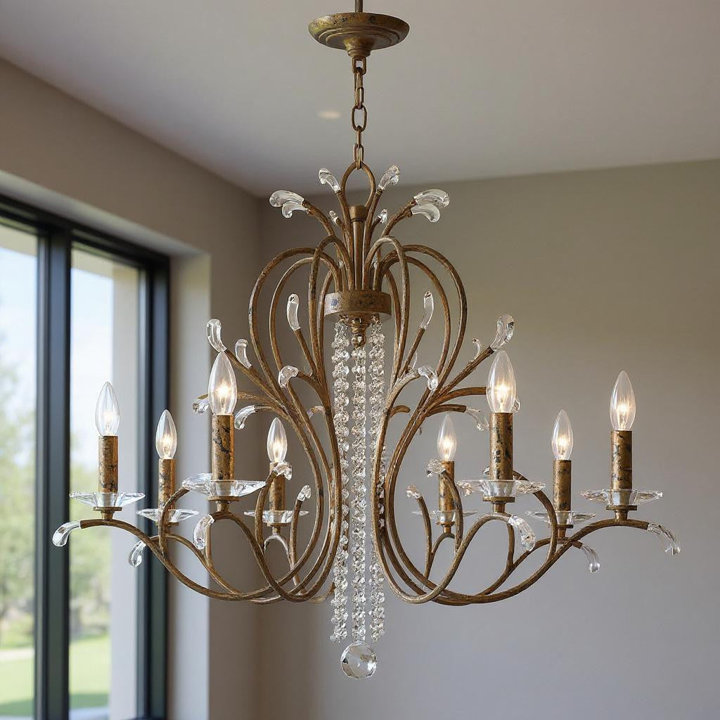 Eight Light Dimmable Chandelier With Shades Default Title
