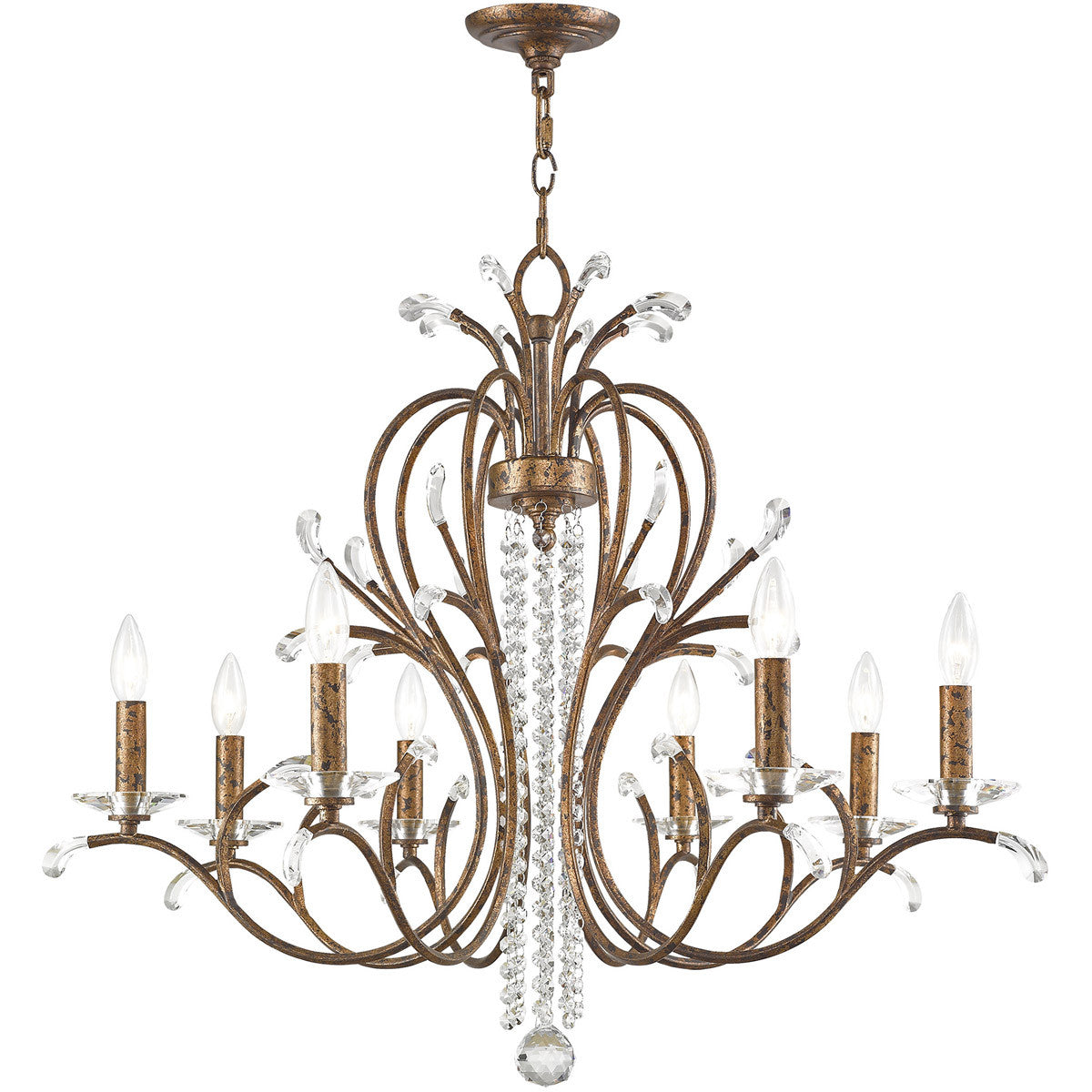 Eight Light Dimmable Chandelier With Shades