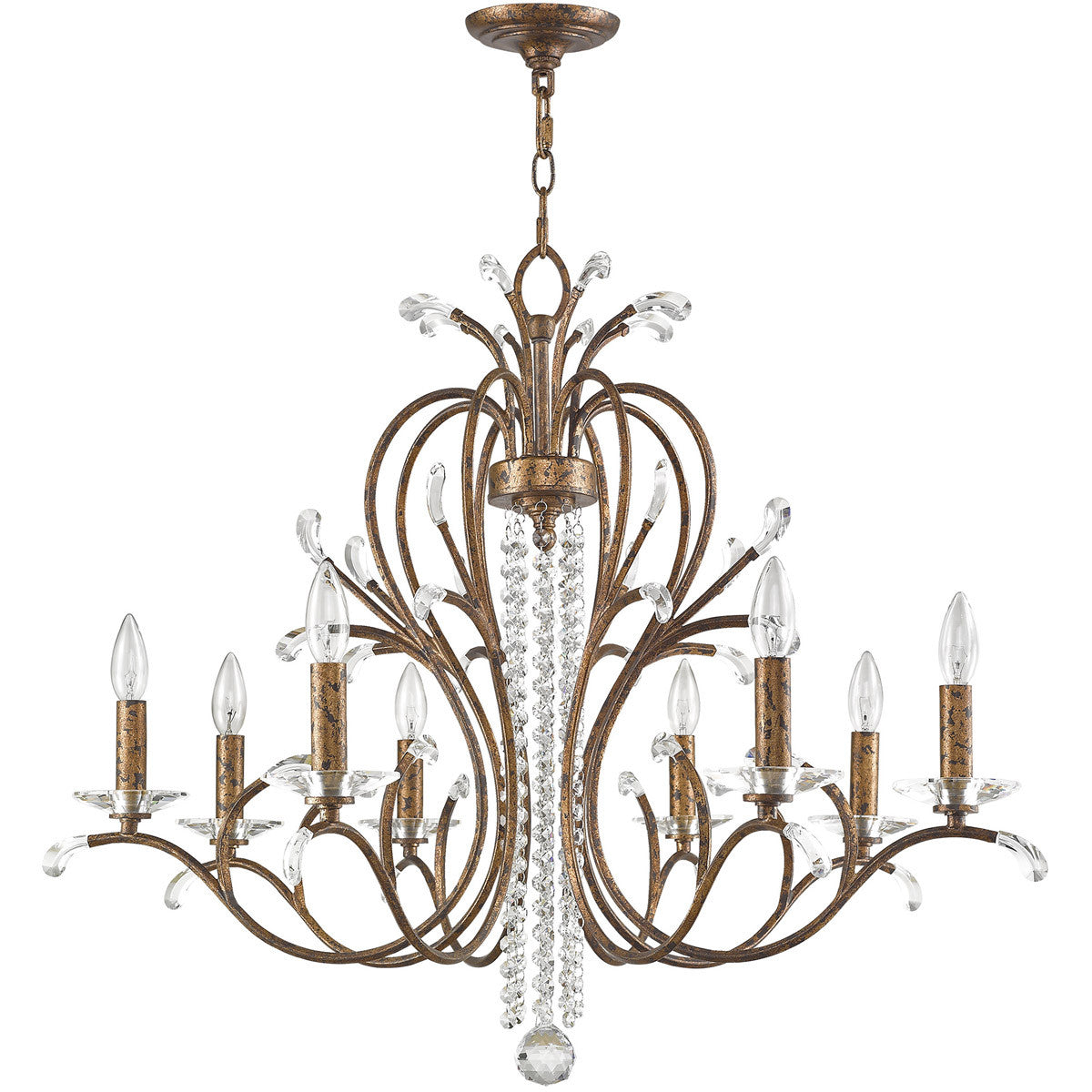 Eight Light Dimmable Chandelier With Shades